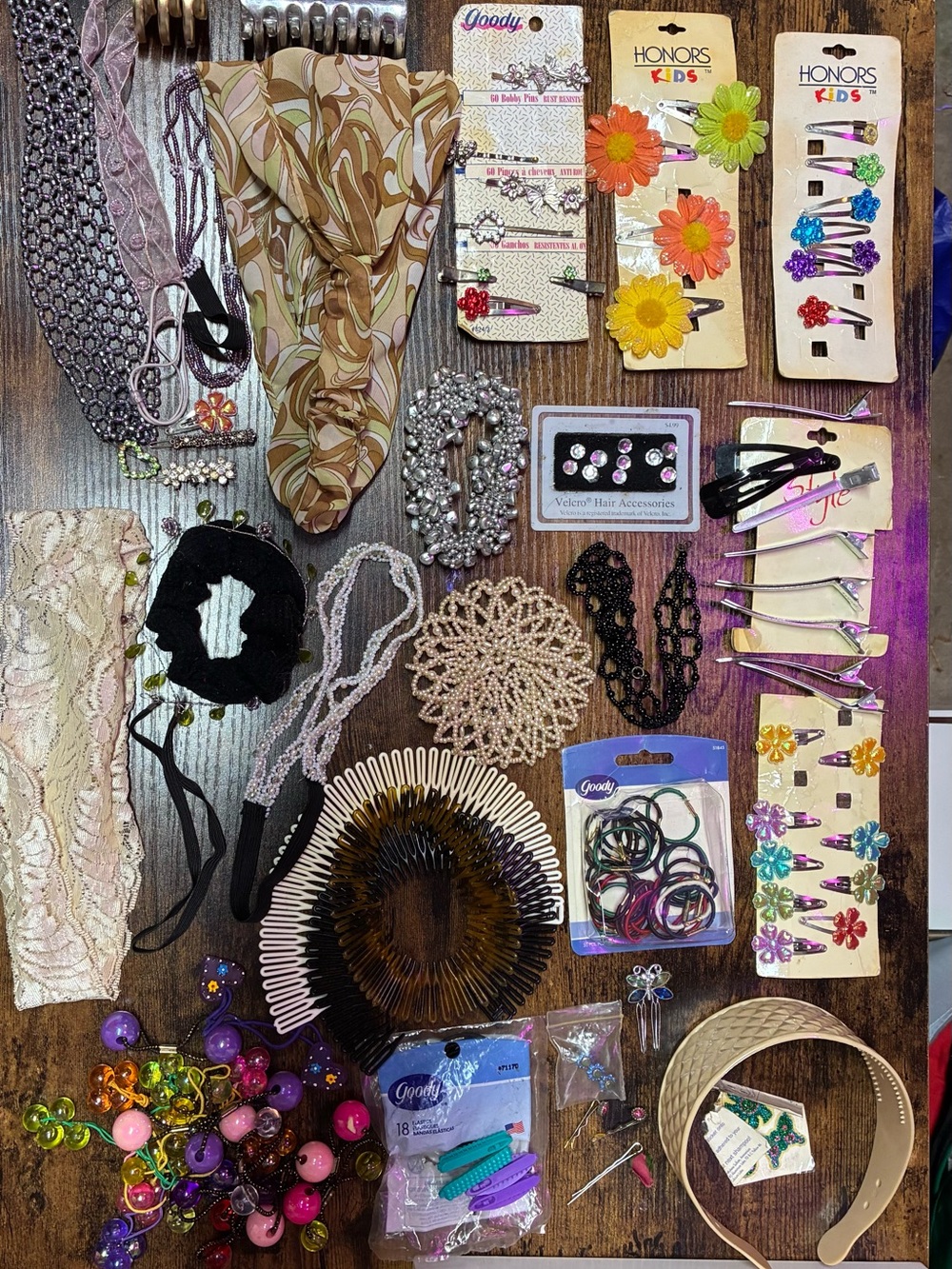 Vintage 90s Hair Accessories Lot 90+ Items Headbands Scrunchies Barrettes